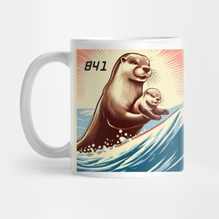 841 surfing otter with new baby Mug